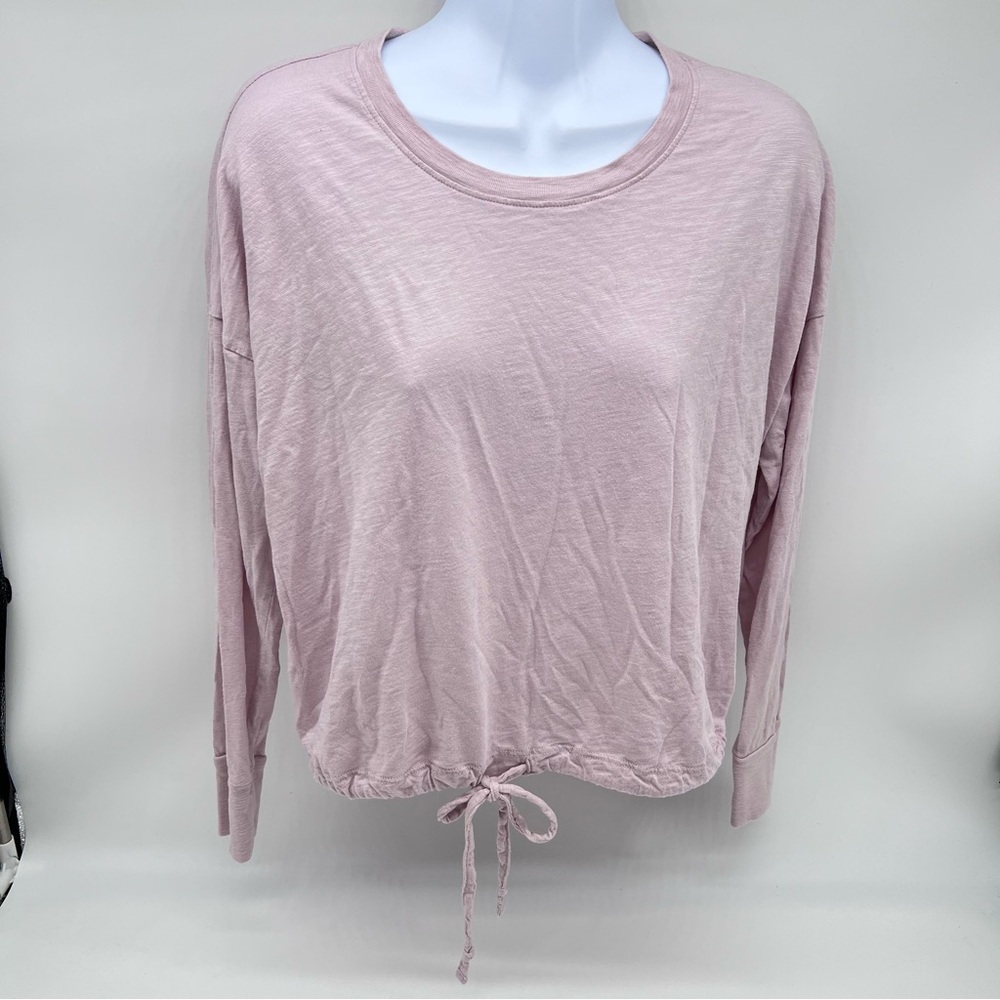 Madewell Light Pink Long Sleeve Top with Drawstring Waist-Size XS